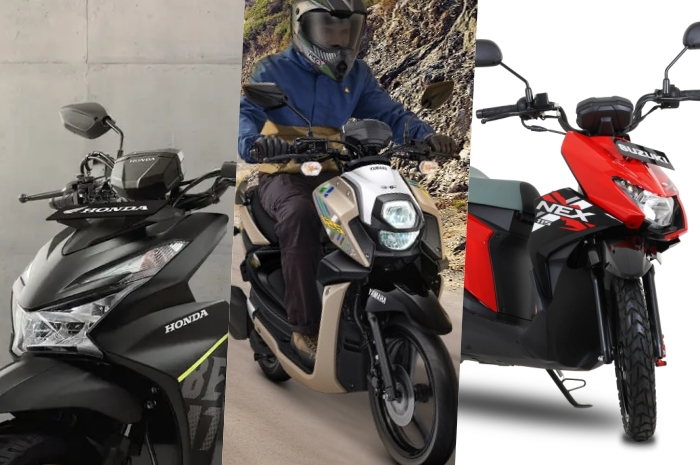 Tiga motor matic dengan setang lebar alias naked handlebar