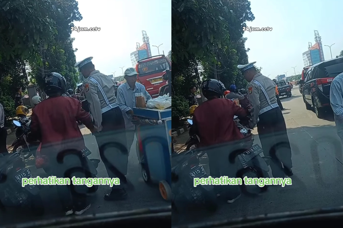 Pemotor beri uang damai ke polisi saat mau ditilang di Jalan TB Simatupang, Jagakarsa, Jakarta Selatan, Jumat (13/9/2024). 