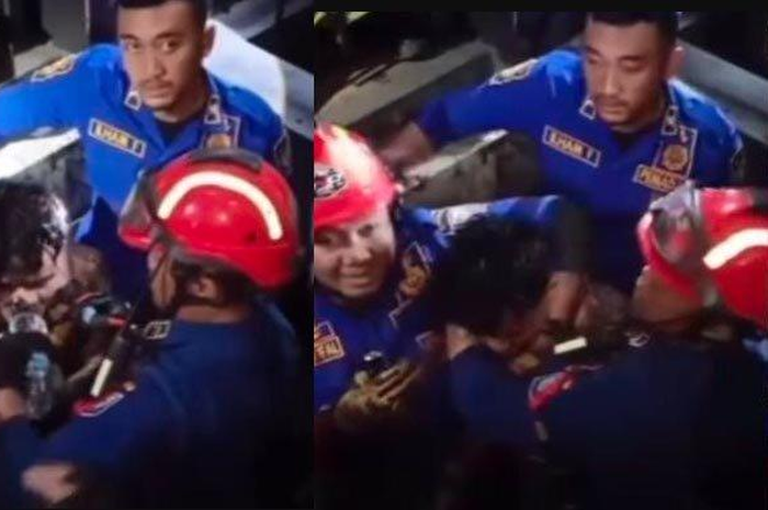 Begal handphone ditabrak ojol wanita sampai masuk gorong-gorong
