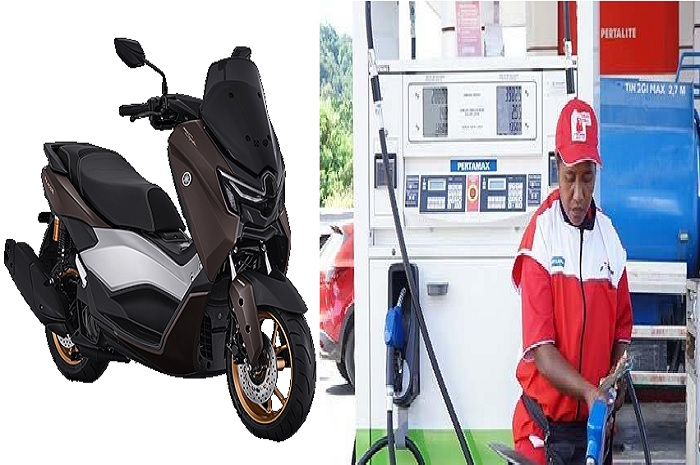 Foto ilustrasi Yamaha NMAX Turbo dan Pertamax yang harganya sedang turu.