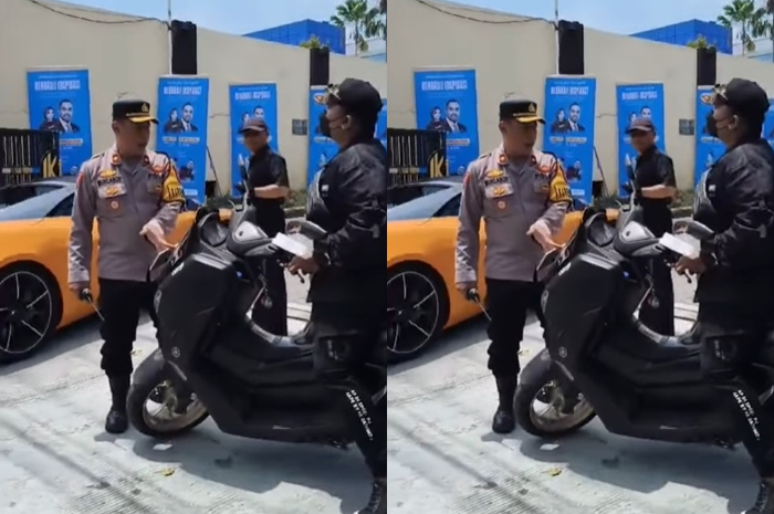 Momen pemotor Yamaha NMAX bentak polisi di Kediri, ngaku anak Letnan Kolonel TNI.