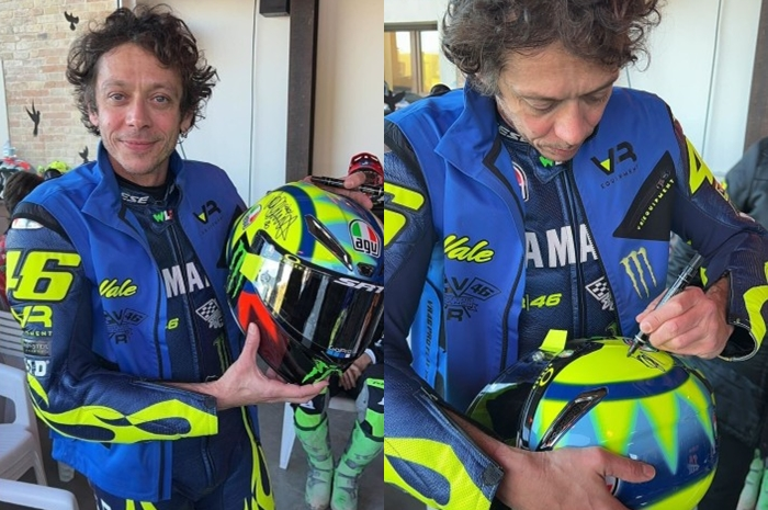 Valentino Rossi sumbangkan helm AGV buat bantuan banjir Valencia