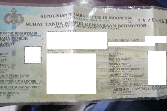 Foto ilustrasi STNK sebagai dokumen untuk mengikuti diskon dan gratis pajak progresif.