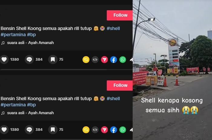 Tangkapan layar kabar bensin di SPBU Shell kosong sampai dikira tutup.
