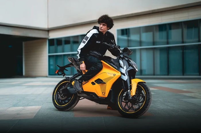 Tampilan motor listrik baru Ultraviolette F77 Super Street.
