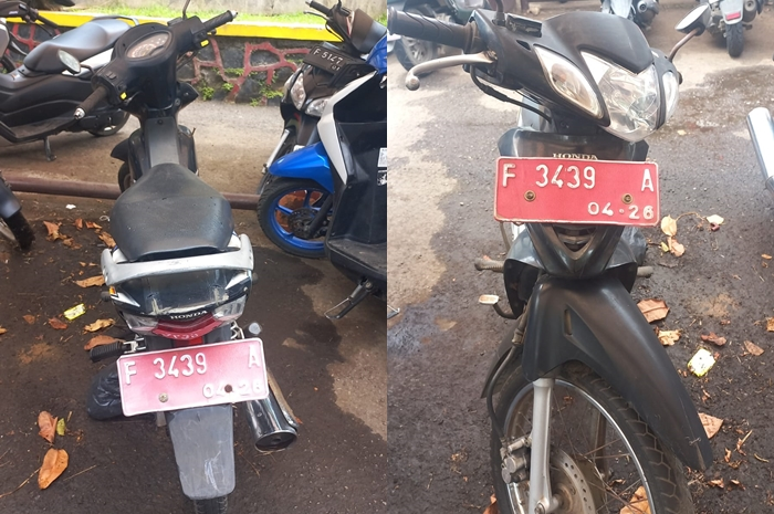 Tampak depan dan belakang motor murah Honda Karisma.
