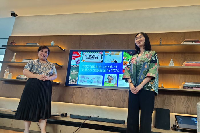 Yani Hornillo Donato dan Ruoshan Tao dari Canva ketika bertemu dengan media di acara buka puasa pada tanggal 12 Maret 2025 di Jakarta