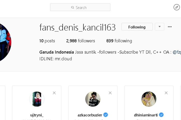 Fans Denis Kancil, Tapi isisnya