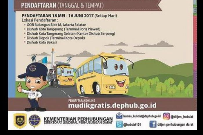 Selain menggunakan kereta api, Kementerian Perhubungan (Kemenhub) mengadakan mudik gratis menggunakan bus.