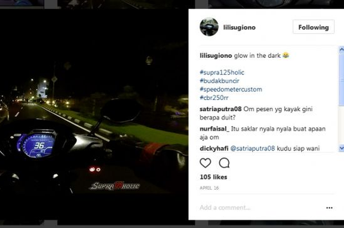 Kalau lihat difoto jadinya panel spidometer full All New Honda CBR250RR jadi bawaan asli Honda Supra X125