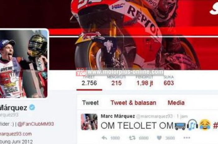 Luar biasa kalimat “OM Telolet Om”, sekarang jadi trending topic di seluruh dunia. Enggak ketinggalan pembalap MotoGP sekelas Marc Marquez juga berkicau di status Twitternya Marc Marquez dengan kalimat OM TELOLET OM #Indonesia.