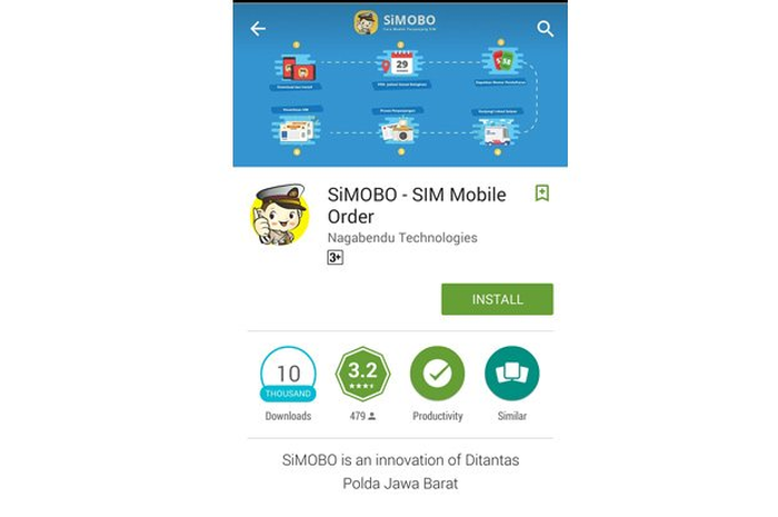 SiMobo alias SIM Mobile, aplikasi SIM online untuk Android disambut banyak orang. SiMobo, program perpanjang SIM online dari Polda Jawa Barat, sudah didownload 10 ribu orang. Meski masih banyak masalah teknis, tapi dari komentar lebih dari 100 ribu