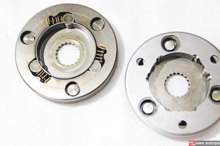Untuk motor skubek Yamaha, seperti Yamaha Xeon 125 Series banyak yang mengeluhkan starter clutch yang jebol saat memodifikasi mesin seperti menaikkan kompresi sampai bore up. Silakan substitusi starter clutch punya Mio M3 lebih murah dan kuat untuk d