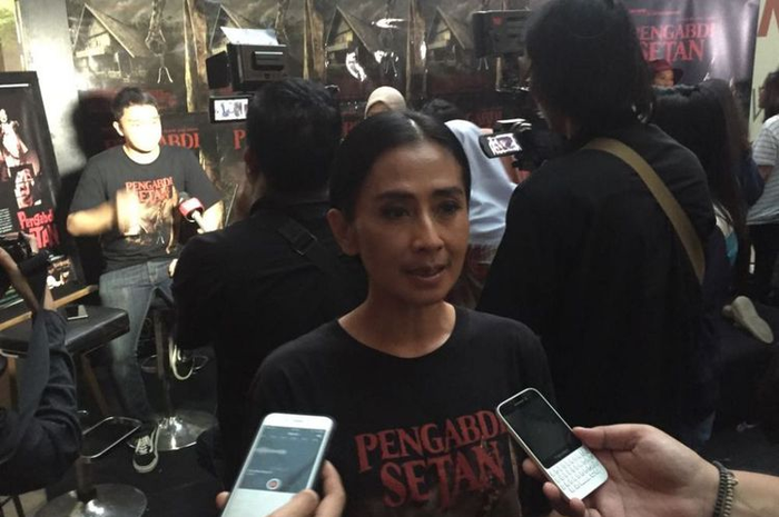 Ayu Laksmi menghadiri jumpa pers dan screening film Pengabdi Setan di XXI Epicentrum, Kuningan, Jakarta Selatan, Rabu (20/9/2017).