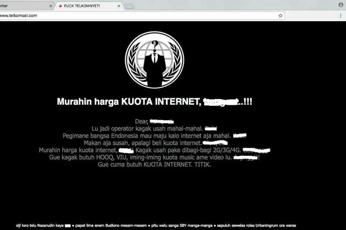 Situs Telkomsel diretas.