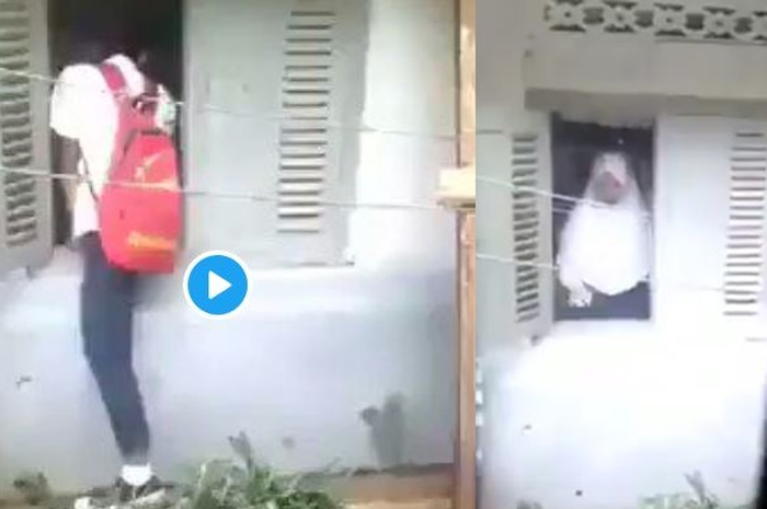 Dalam sebuah rekaman video terlihat siswa tersebut masuk rumah lewat jendela.