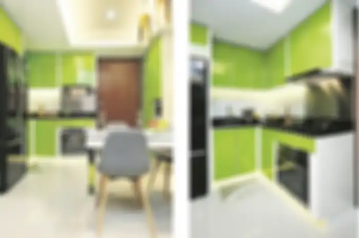 Inspirasi dapur serba hijau di kediaman keluarga Eva Elina,Kemayoran