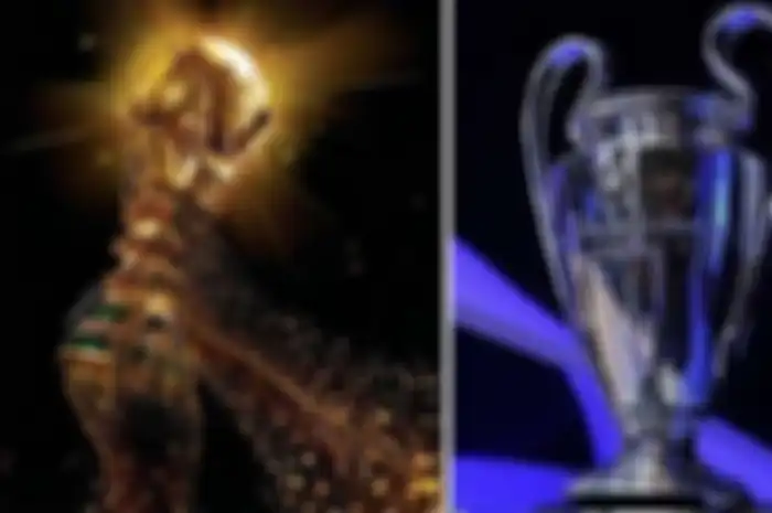 Trofi Piala Dunia (kiri) dan Liga Champions (kanan)
