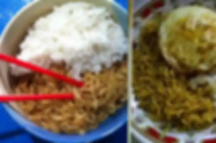 Mie instan campur nasi