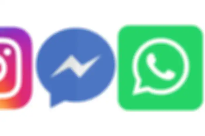 Logo Instagram, Messenger, dan WhatsApp