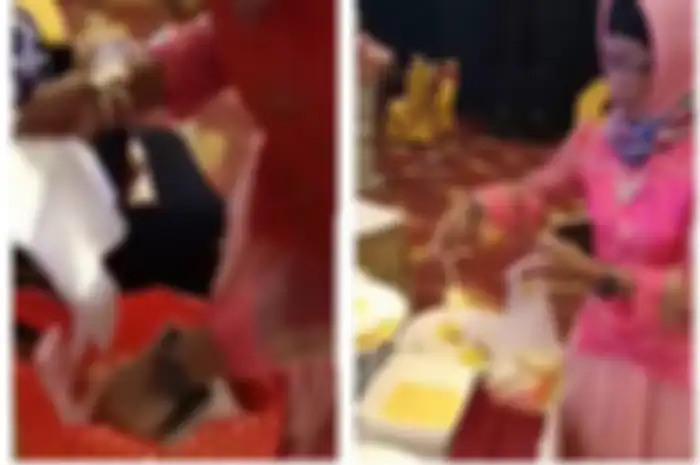 Aksi emak-emak 'rampok' hidangan resepsi pernikahan