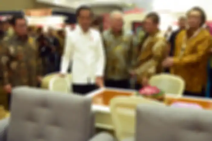 Jokowi di acara Indonesia Furniture Expo 2019 di JI EXPO Kemayoran, Jakarta Pusat.
