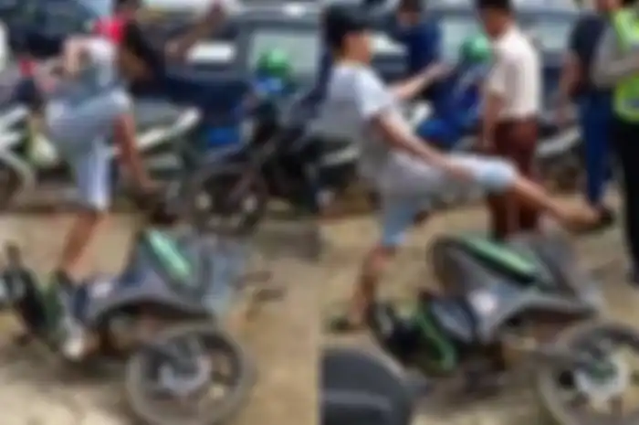 Viral, pria rusak motor di Kalimantan Utara.