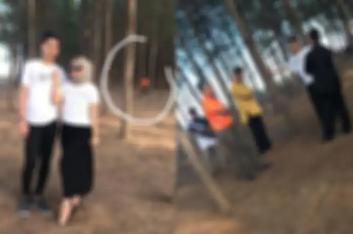 Sempat diawasi, pasangan suami istri ini diciduk 'petugas' saat berpegangan tangan di pinggir pantai