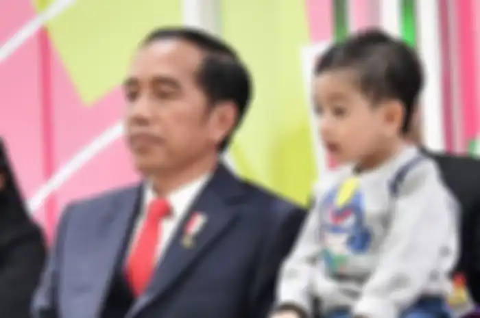 Presiden Jokowi beserta cucunya, Jan Ethes