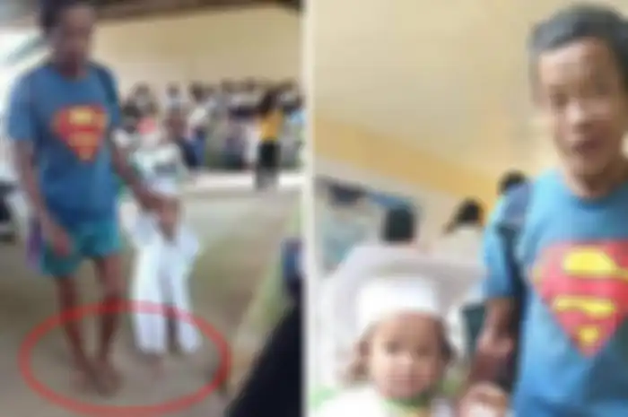 Sang ayah hadir di wisuda anak perempuannya tanpa alas kaki dan pakaian mewah.