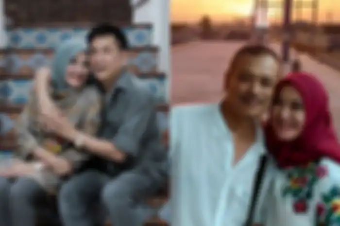 Shanty dengan mendiang Sys Ns (kiri), Shanty dengan sang suami baru, Syaiful (kanan).