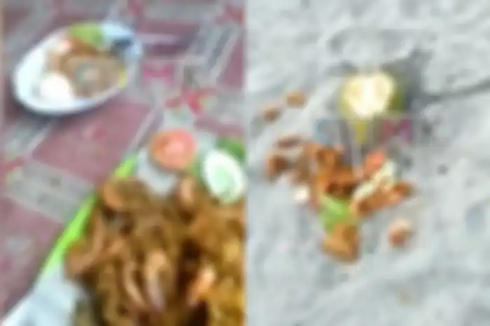 Pelanggan buang makanan diduga karena kecewa dengan harganya, di Pantai Jono, Sumatera Utara.