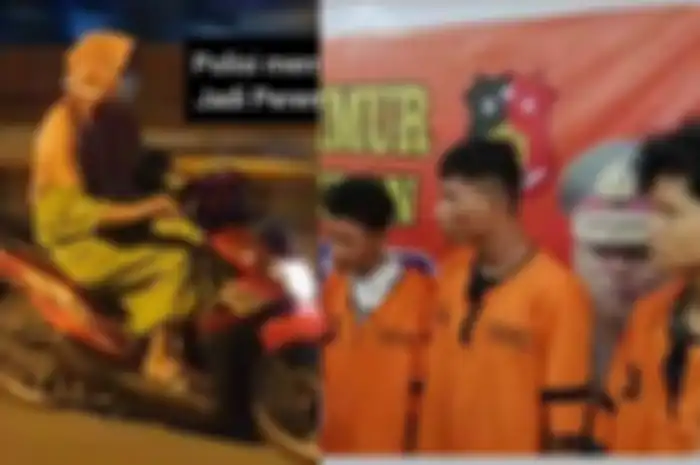 Viral polisi menciduk pelaku begal dengan berdandan bak emak-emak