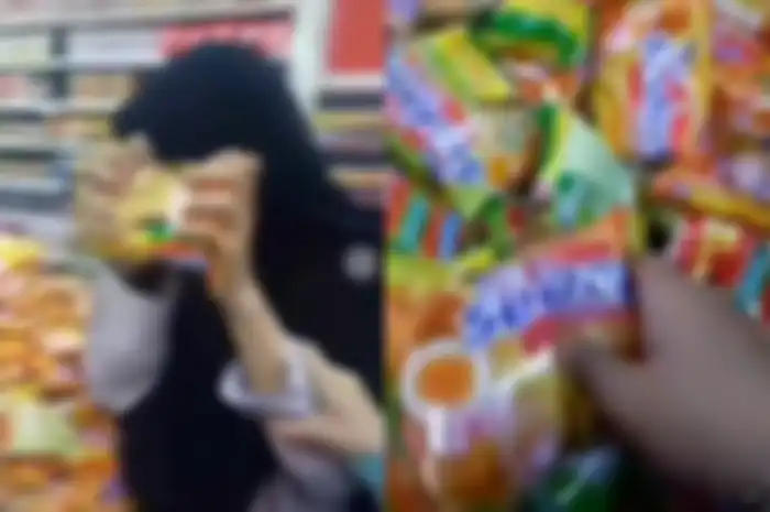 Viral aksi meremukkan mie instan di supermarket