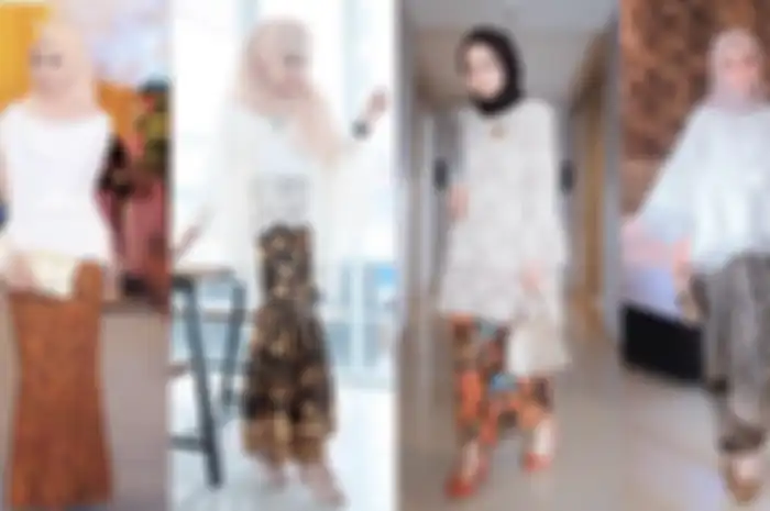 Kebaya hijab modern putih dan kain batik