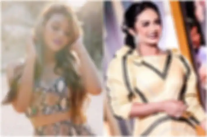 Perbedaan riasan mata antara Aurel Hermansyah dan Krisdayanti ketika keduanya dimakeup dalam nuansa bold