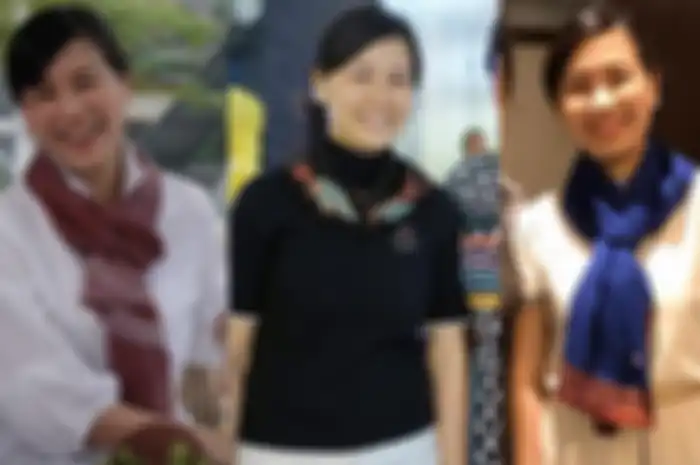 Tampilan Veronica Tan pakai scarf