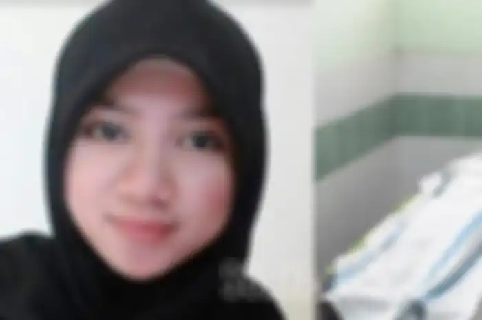 Korban Hadryil Choirun Nisaa semasa hidupnya (kiri) dan jenazahnya di kamar mayat RSUD Ibnu Sina Gresik   