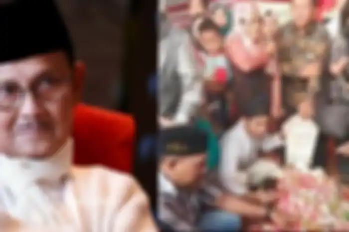 Kolase foto BJ Habibie dan kondisi makamnya.
