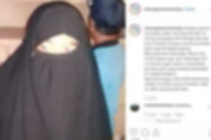 Pria menyamar jadi wanita lengkap gunakan jilbab dan cadar