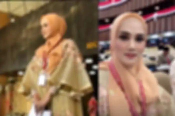 Penampilan Mulan Jameela saat dilantik sebagai anggota DPR RI yang baru