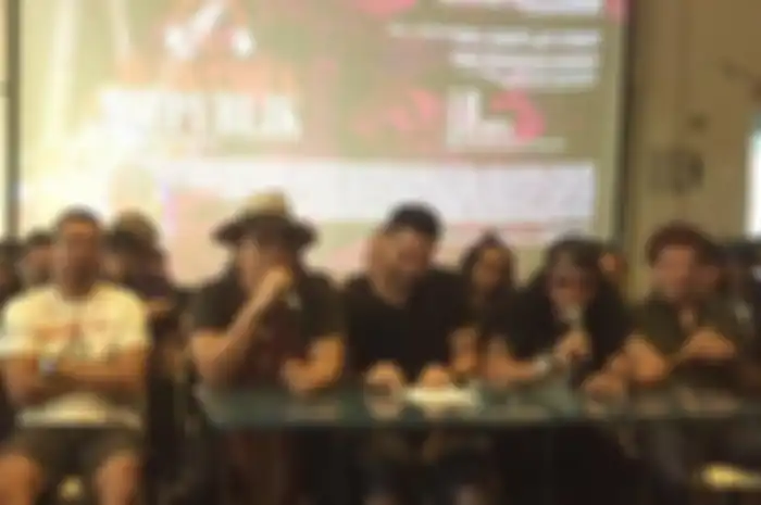 Deretan musisi yang akan tampil dalam konser 'Musik Untuk Republik' di kawasan Kemang, Jakarta Selatan, Selasa (17/9/2019).  