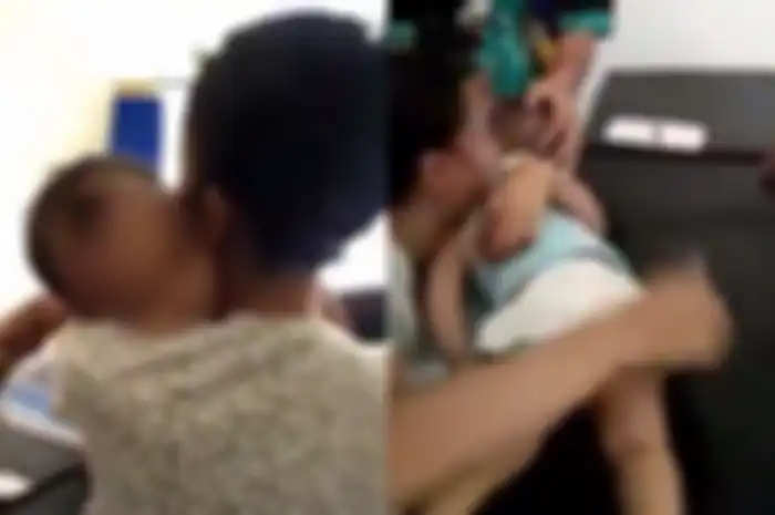 Tangkapan layar video ibu yang menangis histeris