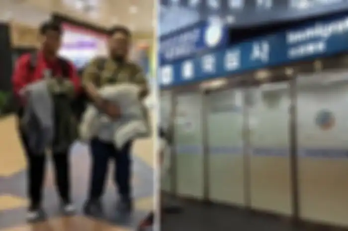 Dua cowok Malaysia yang dideportasi sesampainya di Bandara Incheon, Korea Selatan.