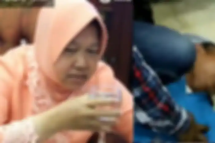 Walikota Surabaya Tri Rismaharini saksikan wartawan kesurupan 