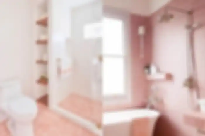 ilustrasi kamar mandi pink