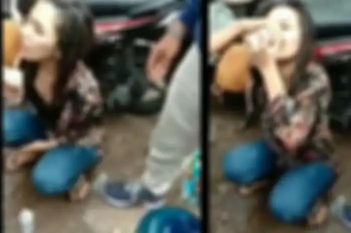 Tangakapan layar video viral remaja perempuan berjoget di pinggir jalan