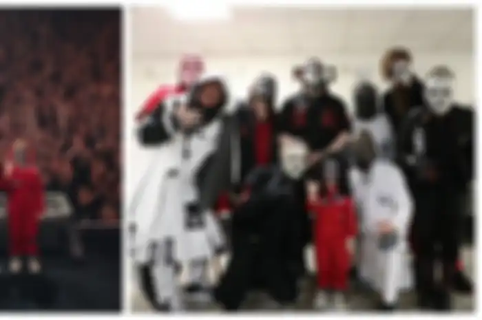 Caleb H foto bareng para personel Slipknot