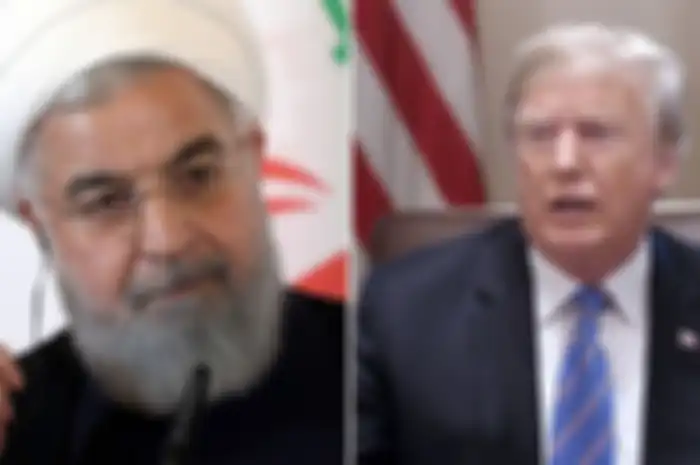 (Kiri) Presiden Iran Hassan Rouhani, (Kanan) Presiden AS Donald Trump