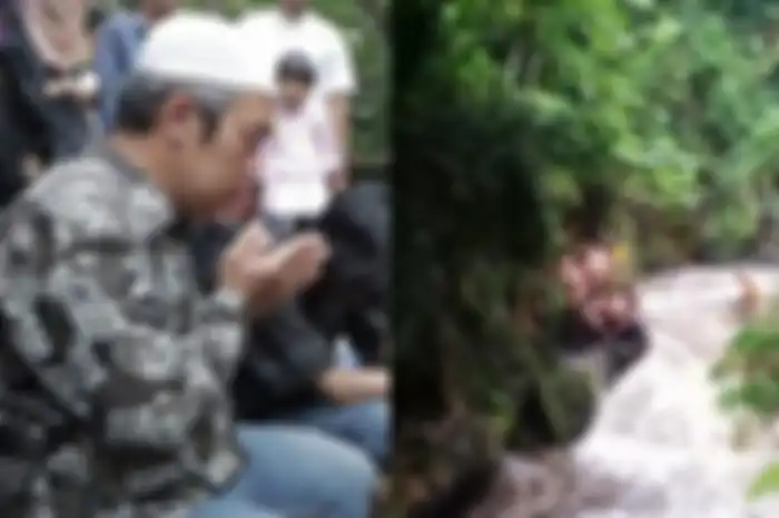 Khoirunnisa Nur Cahyani Sukmaningdyah, yang merupakan salah satu korban meninggal saat acara susur sungai dimakamkan hari Sabtu (22/2/2020) ini di makam Dusun Karanggawang Girikerto, Turi (TribunJogja.com/Hasan Sakri & Dok.Pusdalops DIY)